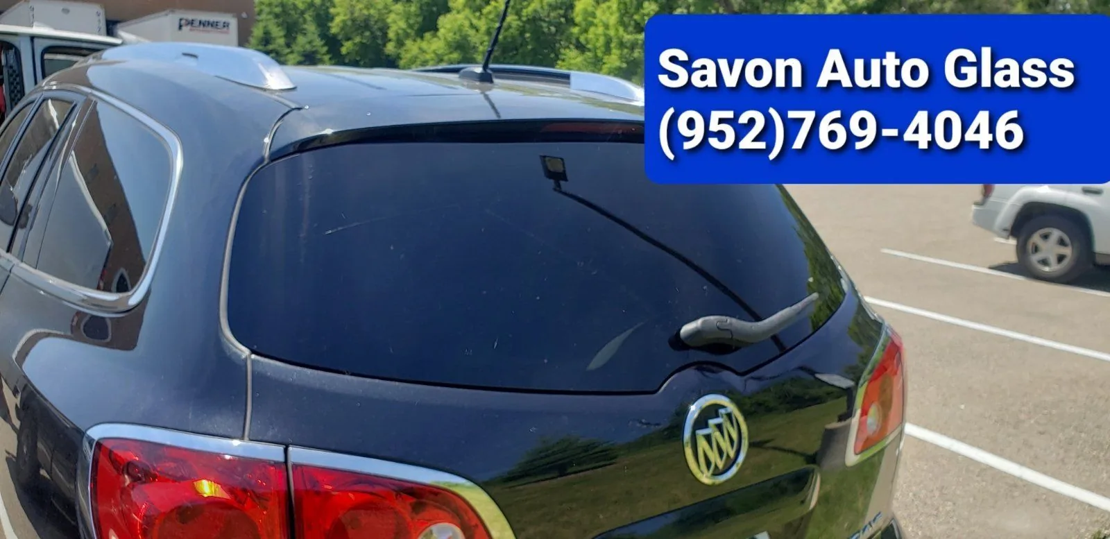 Rear window after replacement